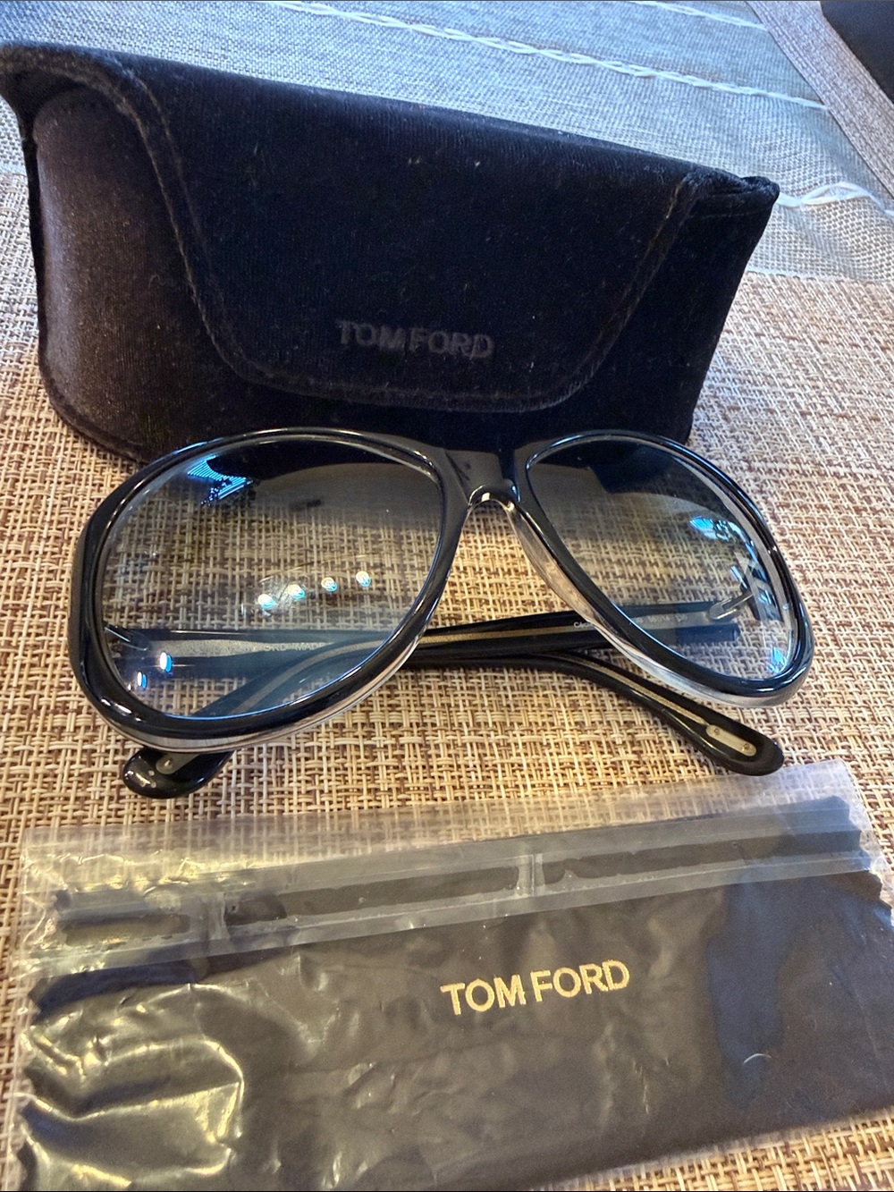 Tom Ford Black Frame Sunglasses with Gradient Gray Lenses